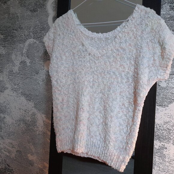 Vintage 80s Knit Boucle Sweater Top Size Small 37"B Pullover Pastel - Picture 11 of 15